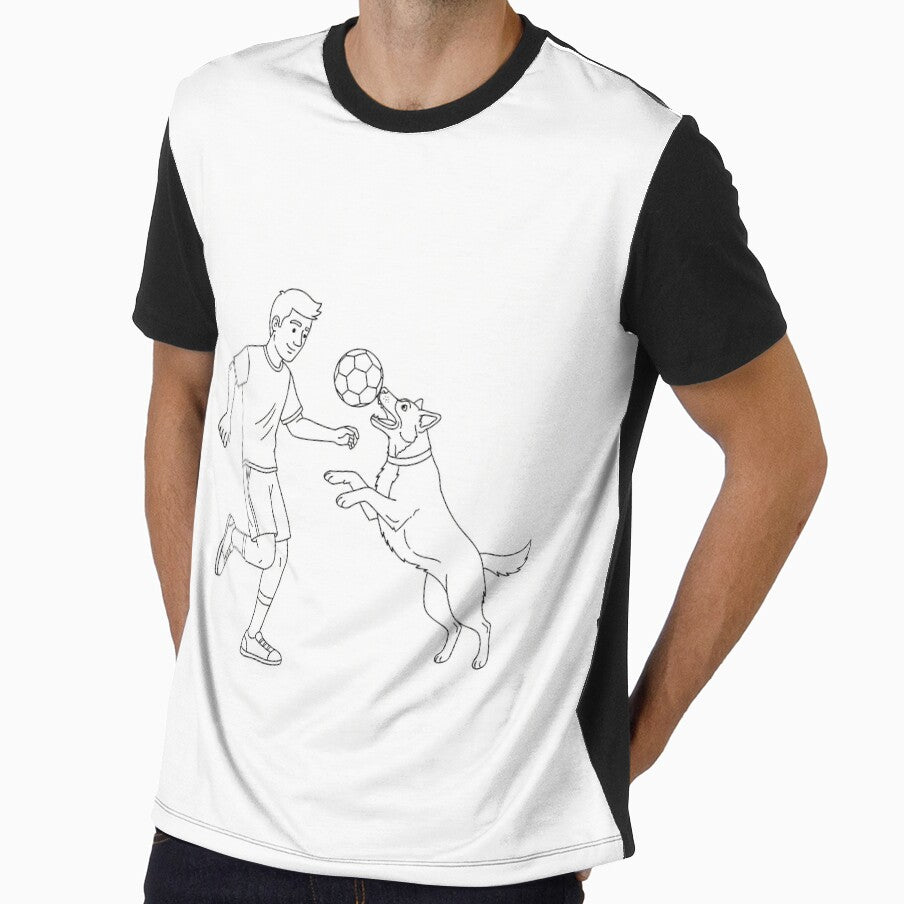 Football Friends Man and Dog Sketch by - Adult & Kids T-Shirts, Sweatshirts & Hoodies apparel design preview 1