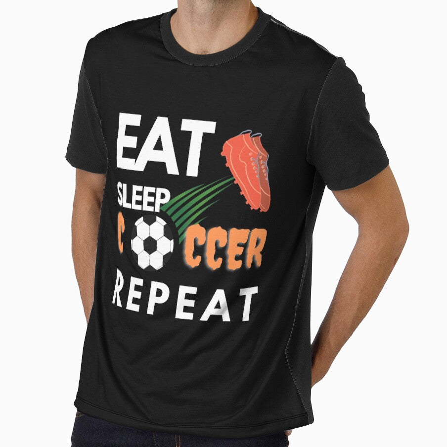 Eat Sleep Soccer Repeat player by Pipat - Adult & Kids T-Shirts, Sweatshirts & Hoodies apparel design preview 1