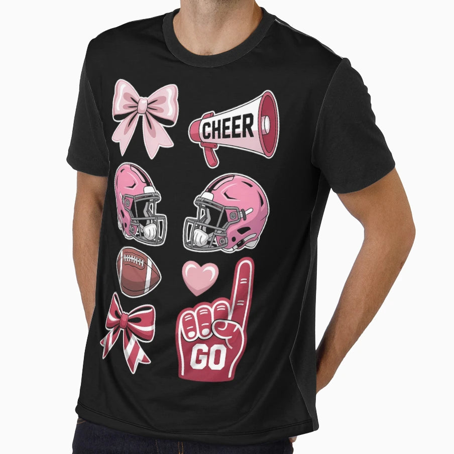Alabama Coquette Bow Cheer Football T-Shirt - Novelty Apparel for Adults - T-Shirt, Sweatshirt, Hoodie
