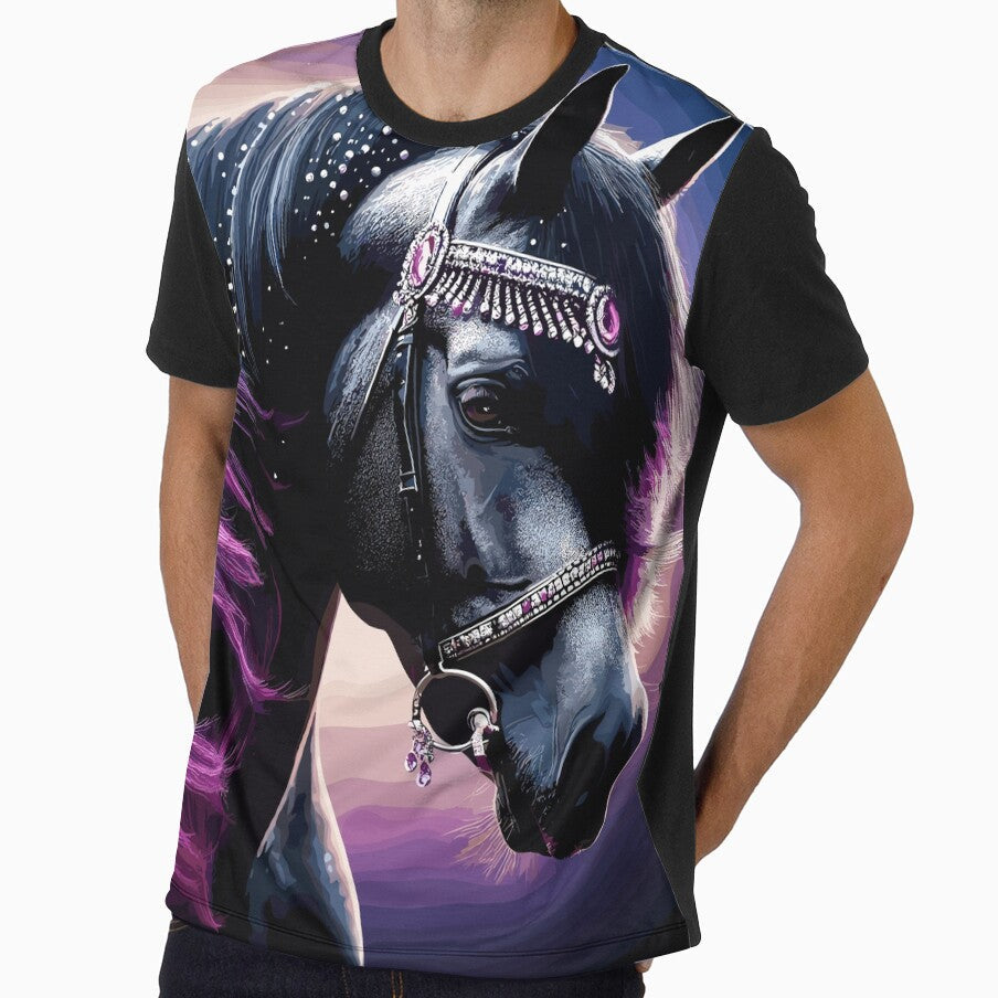 Beautiful Black Horse with purple hair by Artbyminga - Adult & Kids T-Shirts, Sweatshirts & Hoodies apparel design preview 1