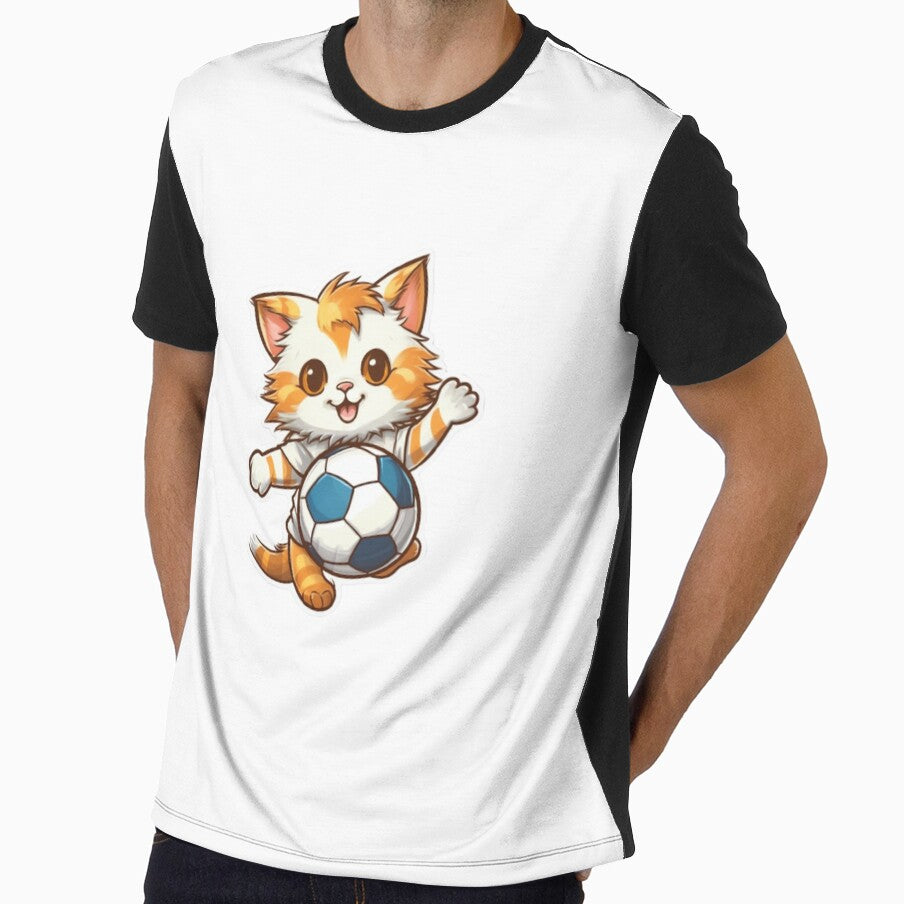 Cat Playing Football Cute by TekunawArt - Adult & Kids T-Shirts, Sweatshirts & Hoodies apparel design preview 1