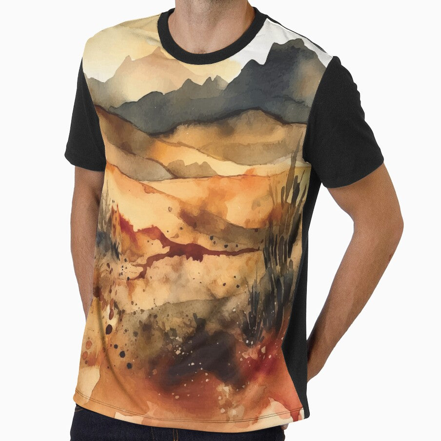 A Rough Golden Desert Boho Landscape Watercolors by - Adult & Kids T-Shirts, Sweatshirts & Hoodies apparel design preview 1