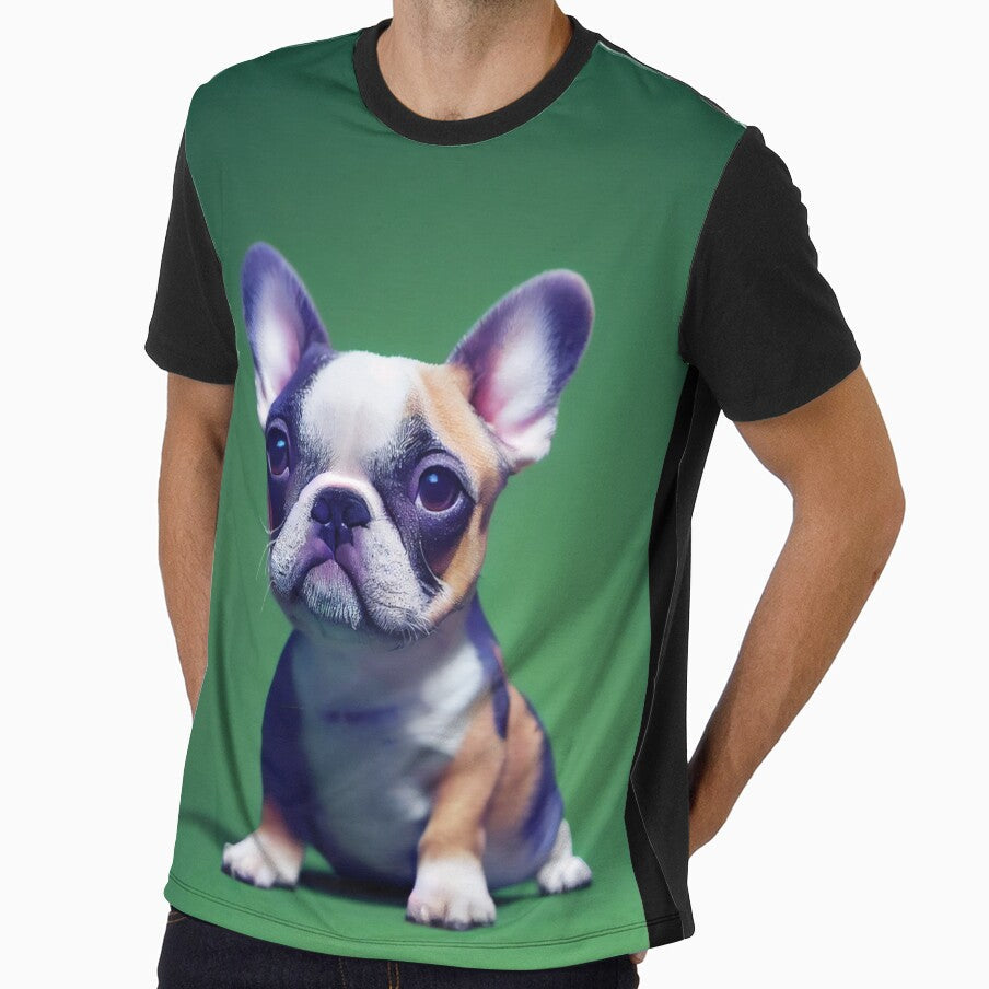 A Cute Tiny French Bulldog in Green Studio by - Adult & Kids T-Shirts, Sweatshirts & Hoodies apparel design preview 1