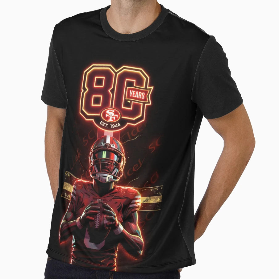 San Francisco Football 80 Years T-Shirt - Novelty Apparel for Adults - T-Shirt, Sweatshirt, Hoodie