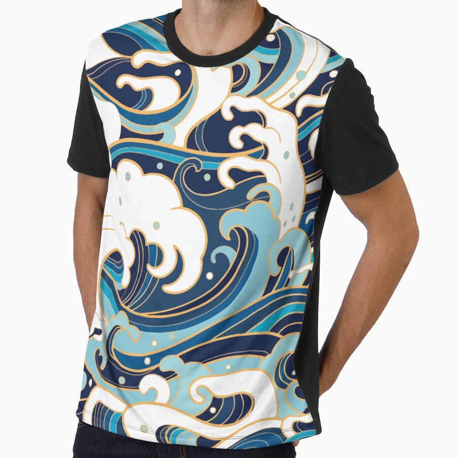 Pattern of ocean waves by zaher97 - Adult & Kids T-Shirts, Sweatshirts & Hoodies apparel design preview 1