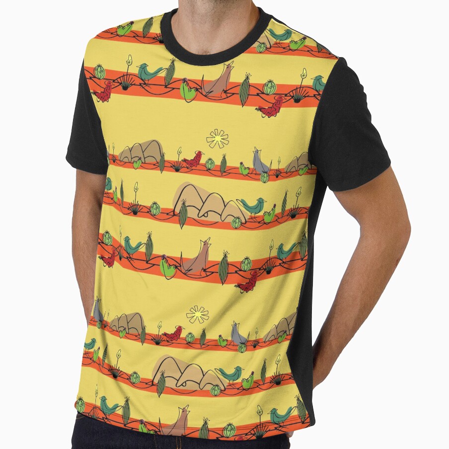 Desert MidMod Red on Mustard Yellow by - Adult & Kids T-Shirts, Sweatshirts & Hoodies apparel design preview 1