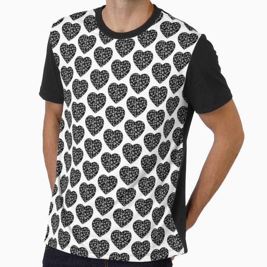 Offset Grid Small Grey Cow Patches on Black Cowhide - Adult & Kids T-Shirts, Sweatshirts & Hoodies apparel design preview 1