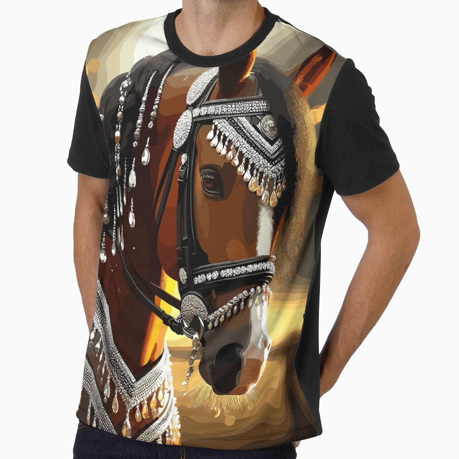 Beautiful Brown Horse In Jewels by Artbyminga - Adult & Kids T-Shirts, Sweatshirts & Hoodies apparel design preview 1