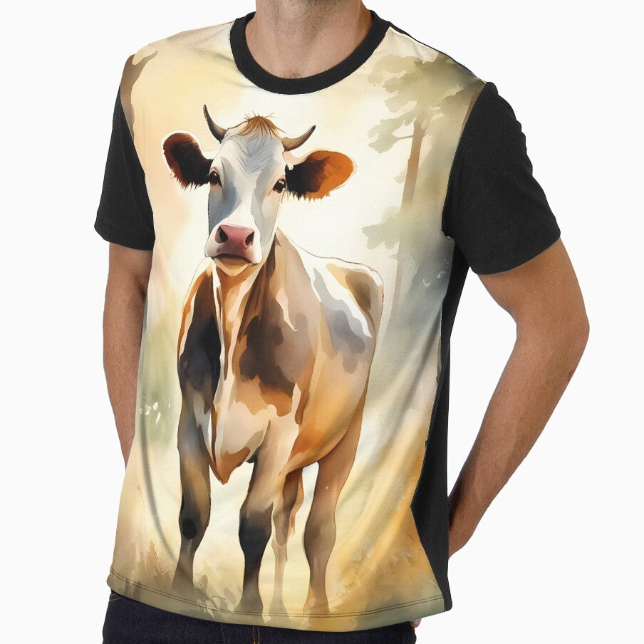 Young Cow in Forest by CalmnessbyChoice - Adult & Kids T-Shirts, Sweatshirts & Hoodies apparel design preview 1
