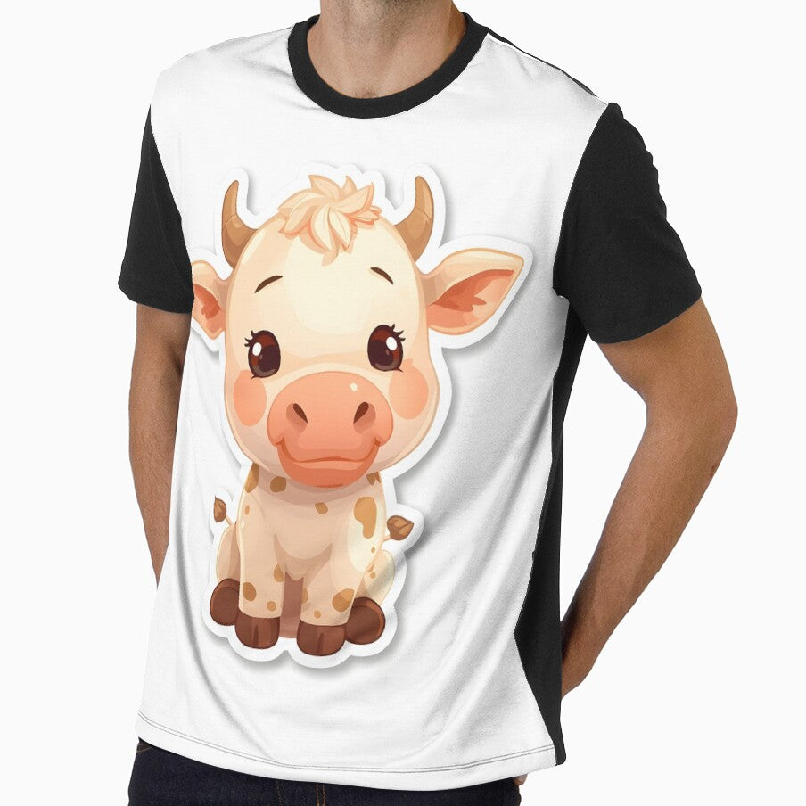 Cute Cow Sticker Adorable Cartoon Art by - Adult & Kids T-Shirts, Sweatshirts & Hoodies apparel design preview 1