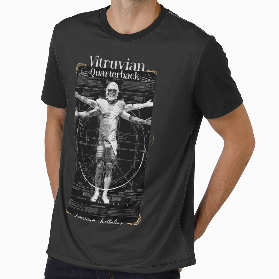 Vitruvian Quarterback Proportion T-Shirt - Unique Graphic Men Women - T-Shirt, Sweatshirt, Hoodie