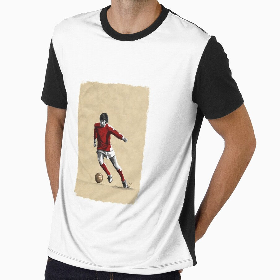 George Best MUFC Football Artwork by barrymasterson - Adult & Kids T-Shirts, Sweatshirts & Hoodies apparel design preview 1