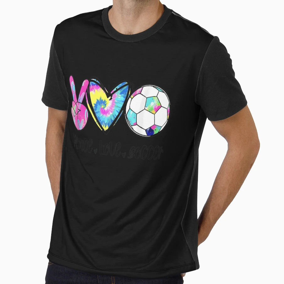 Peace Love Soccer Tie Dye Soccer Lovers T-Shirt - Graphic Print Men Women - T-Shirt, Sweatshirt, Hoodie