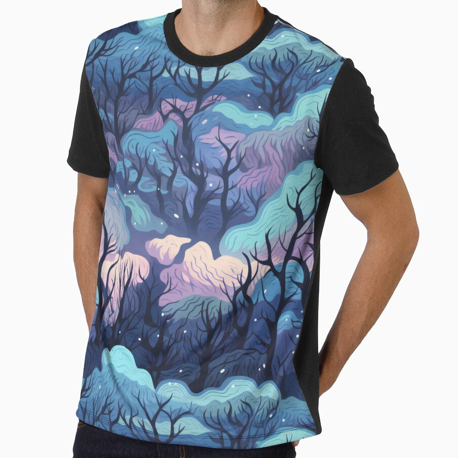 Night Forest Black, Purple, and Pink Organic Abstract - Adult & Kids T-Shirts, Sweatshirts & Hoodies apparel design preview 1