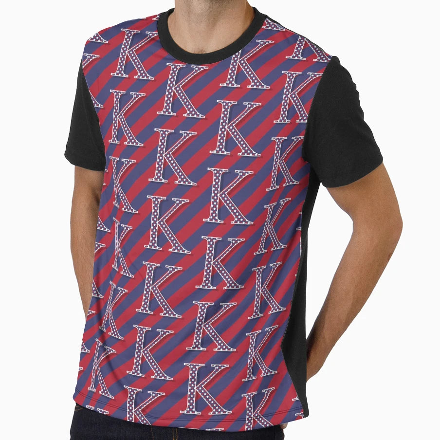 Letter K Americana Old Glory Red And T-Shirt - Minimalist Print Men Women - T-Shirt, Sweatshirt, Hoodie