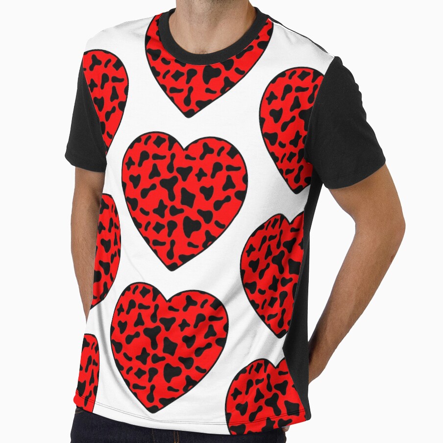 Big Black Cow Patches on Red Cowhide Continues Heart - Adult & Kids T-Shirts, Sweatshirts & Hoodies apparel design preview 1