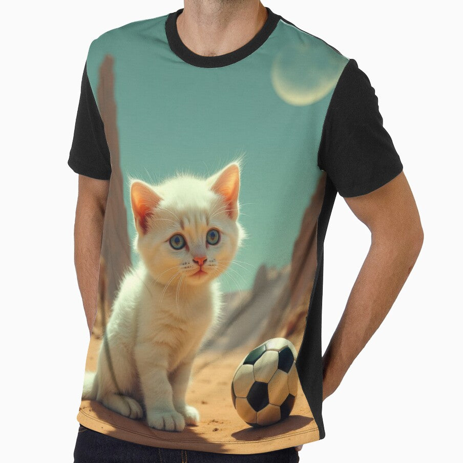 Kitten with Soccer Ball and Target by HabitableMoons - Adult & Kids T-Shirts, Sweatshirts & Hoodies apparel design preview 1
