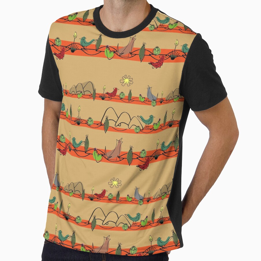 Desert MidMod Red on Camel by bmfabricdesigns - Adult & Kids T-Shirts, Sweatshirts & Hoodies apparel design preview 1
