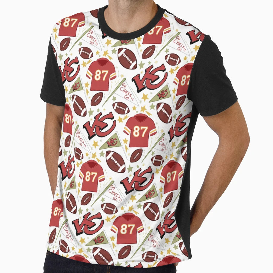 TK Chiefs Pattern White T-Shirt - Streetwear Style Unisex - T-Shirt, Sweatshirt, Hoodie