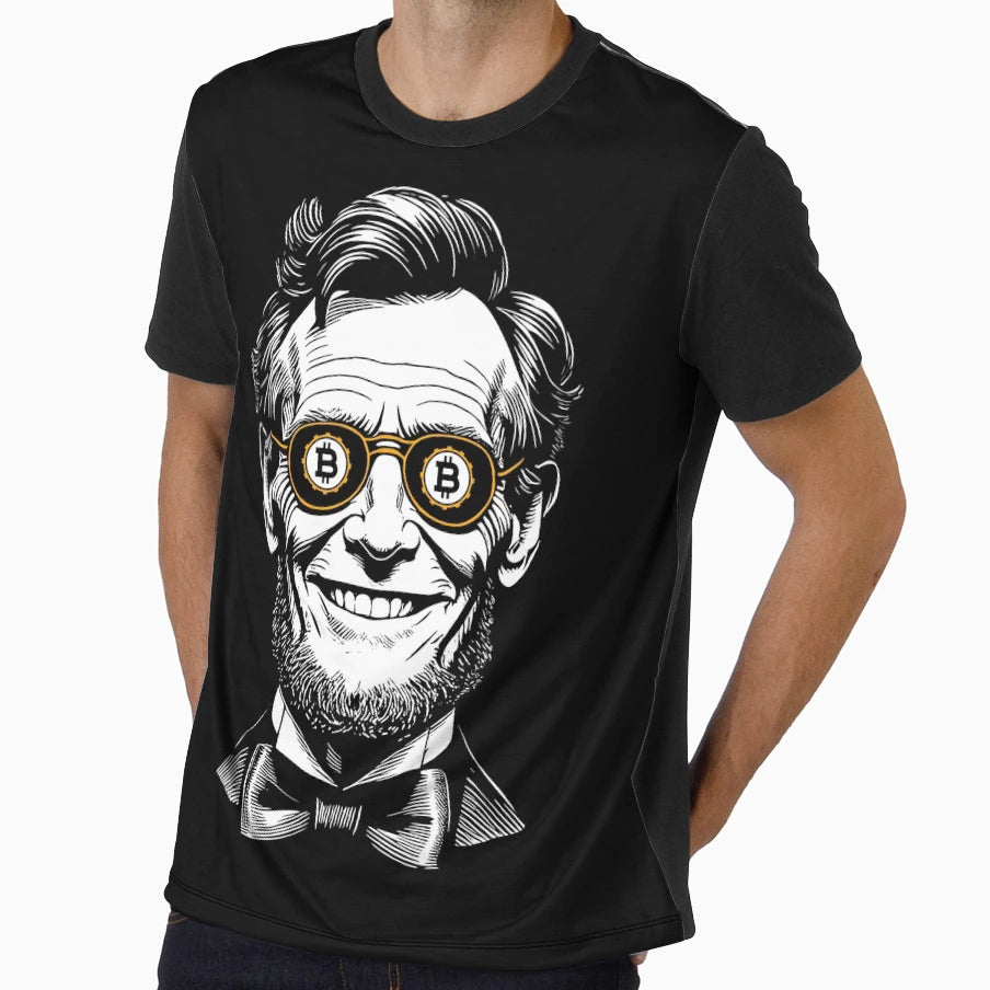 Bitcoin Abraham Lincoln Funny T-Shirt - Minimalist Print Men Women - T-Shirt, Sweatshirt, Hoodie