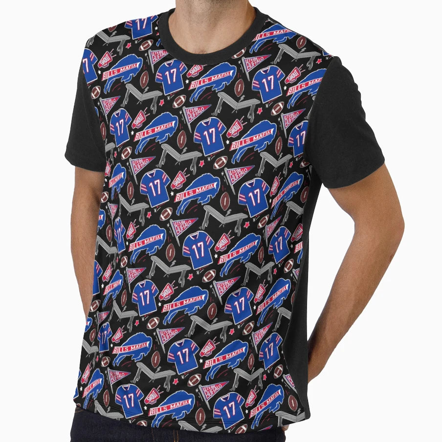Buffalo Bills JA Pattern Black T-Shirt - Streetwear Style Men Women - T-Shirt, Sweatshirt, Hoodie