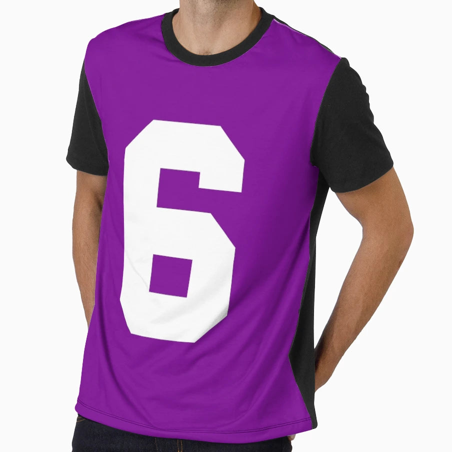 Number 6 Sports Purple T-Shirt - Minimalist Print for Adults - T-Shirt, Sweatshirt, Hoodie