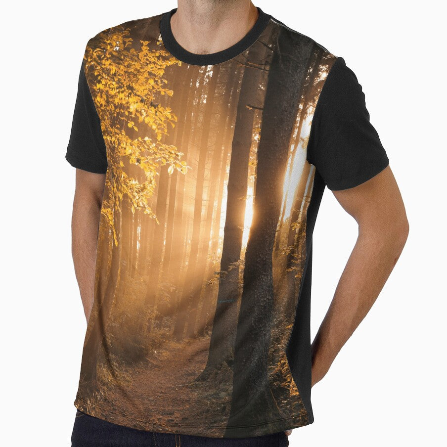 Forest path with sun rays by Pietschi2022 - Adult & Kids T-Shirts, Sweatshirts & Hoodies apparel design preview 1
