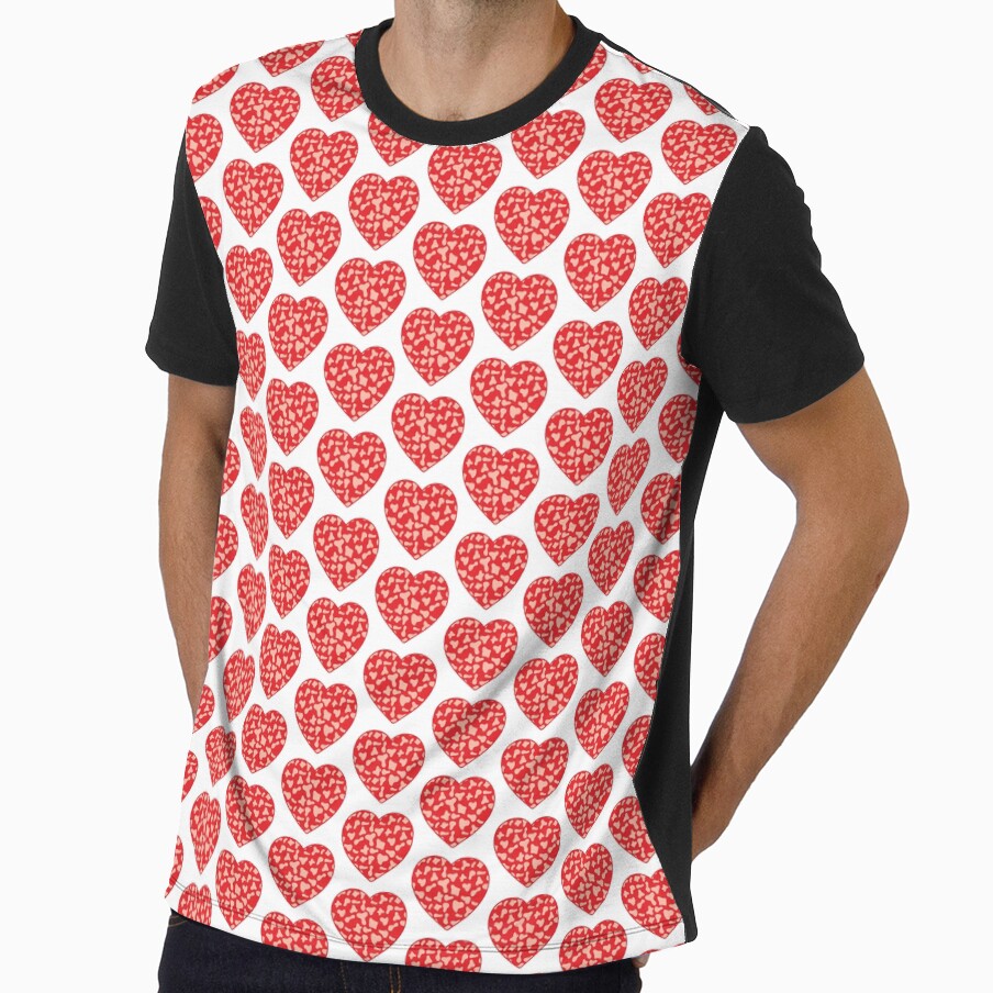 Offset Grid Small Pink Cow Patches on Red Cowhide - Adult & Kids T-Shirts, Sweatshirts & Hoodies apparel design preview 1
