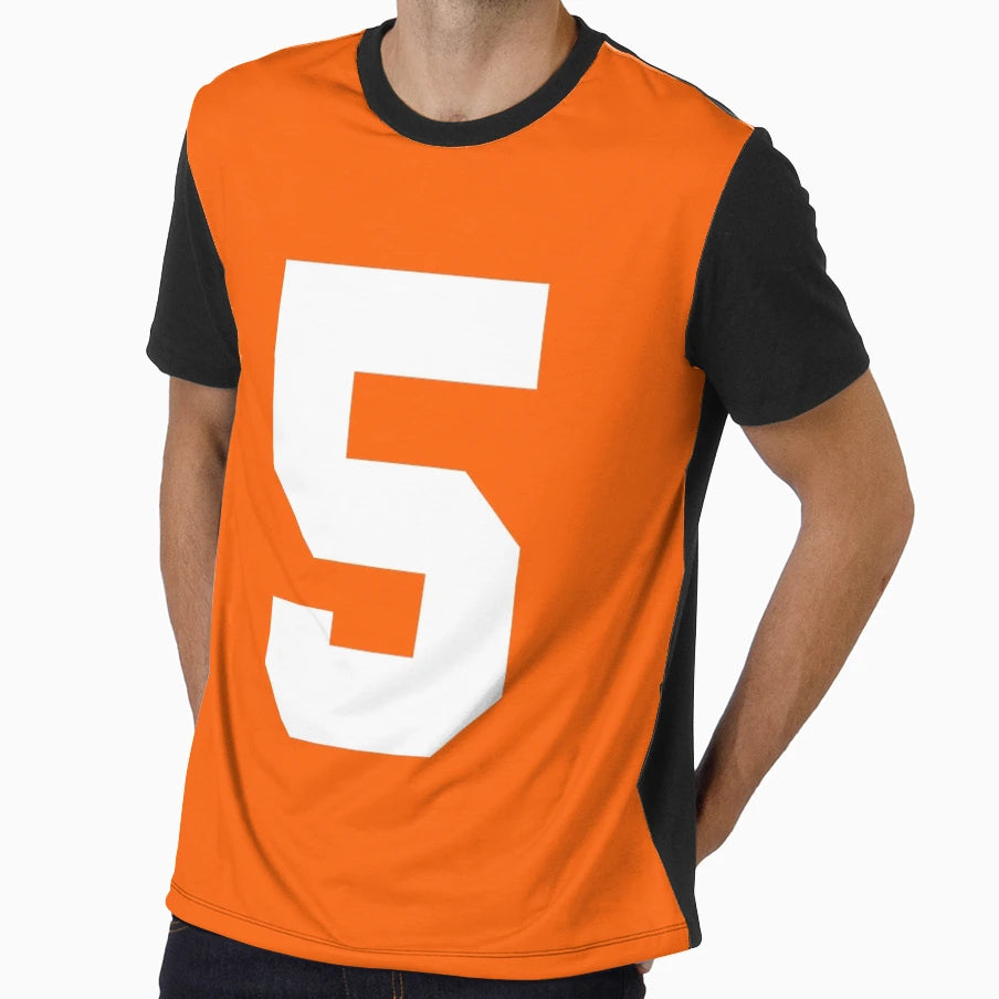 Number 5 Sports Orange T-Shirt - Graphic Print for Adults - T-Shirt, Sweatshirt, Hoodie