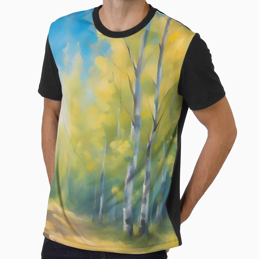 Birch Forest and Path in Spring Sunshine by - Adult & Kids T-Shirts, Sweatshirts & Hoodies apparel design preview 1
