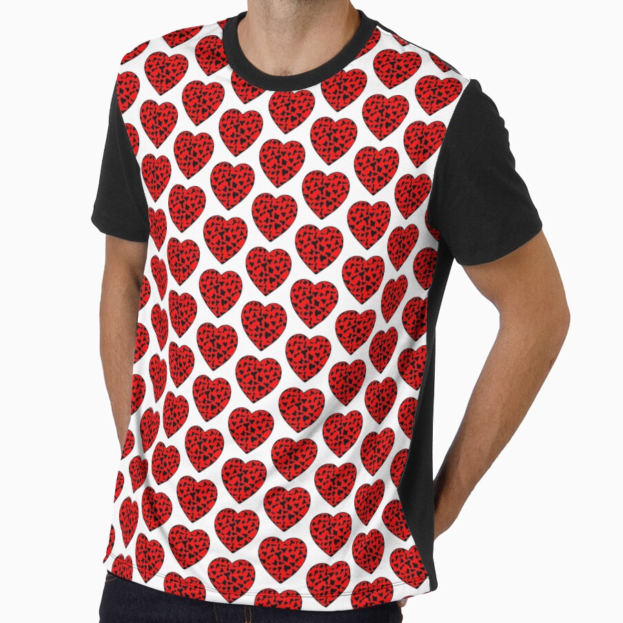 Offset Grid Small Black Cow Patches on Red Cowhide - Adult & Kids T-Shirts, Sweatshirts & Hoodies apparel design preview 1