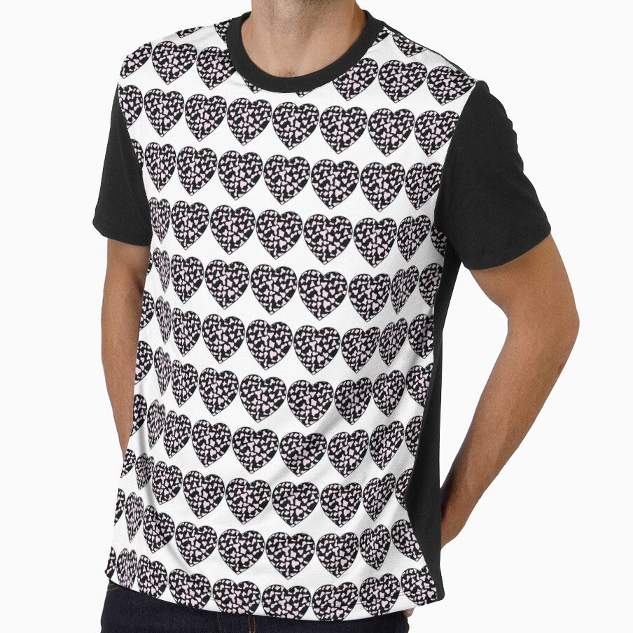 Regular Grid Small Pink Cow Patches on Black Cowhide - Adult & Kids T-Shirts, Sweatshirts & Hoodies apparel design preview 1