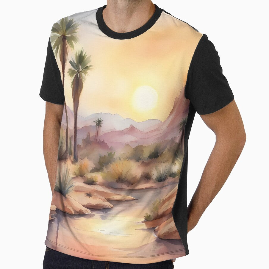Desert Landscape Painting by CalmnessbyChoice - Adult & Kids T-Shirts, Sweatshirts & Hoodies apparel design preview 1