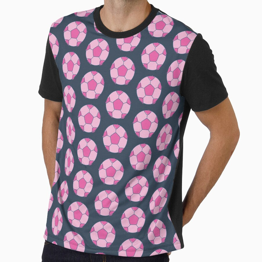 Power Pink Soccer Ball Pattern by SharksOnShore - Adult & Kids T-Shirts, Sweatshirts & Hoodies apparel design preview 1