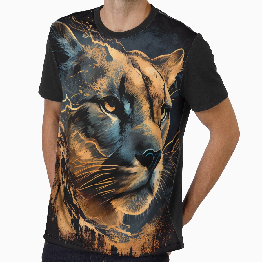 Alpine King Mountain Lion by mcmtdesigns - Adult & Kids T-Shirts, Sweatshirts & Hoodies apparel design preview 1