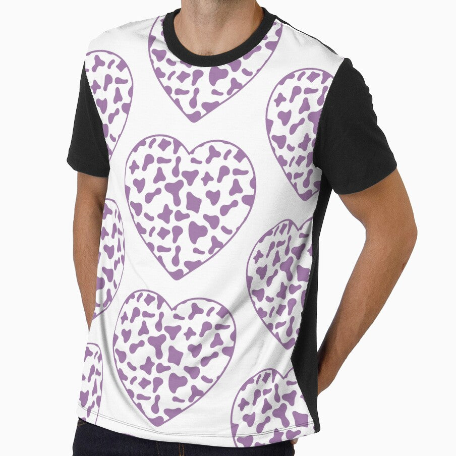 Big Violet Cow Patches on White Cowhide Continues - Adult & Kids T-Shirts, Sweatshirts & Hoodies apparel design preview 1