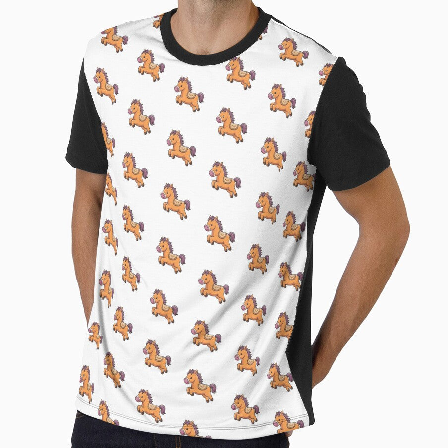 Kawaii Horse Jumping by Sticky Stash - Adult & Kids T-Shirts, Sweatshirts & Hoodies apparel design preview 1