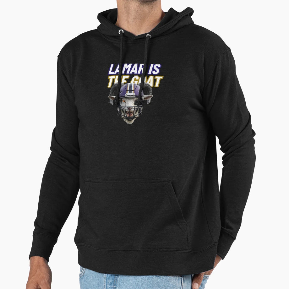 Lamar Is Goat Ravens Qb Legendary Fan Hoodie - Fun Novelty Design Unisex - T-Shirt, Sweatshirt, Hoodie
