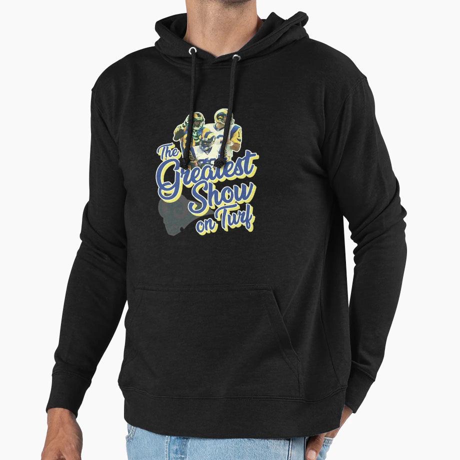 Rams T Shirtthe Greatest Show Turf T-Shirt - Fun Novelty Design for Adults - T-Shirt, Sweatshirt, Hoodie