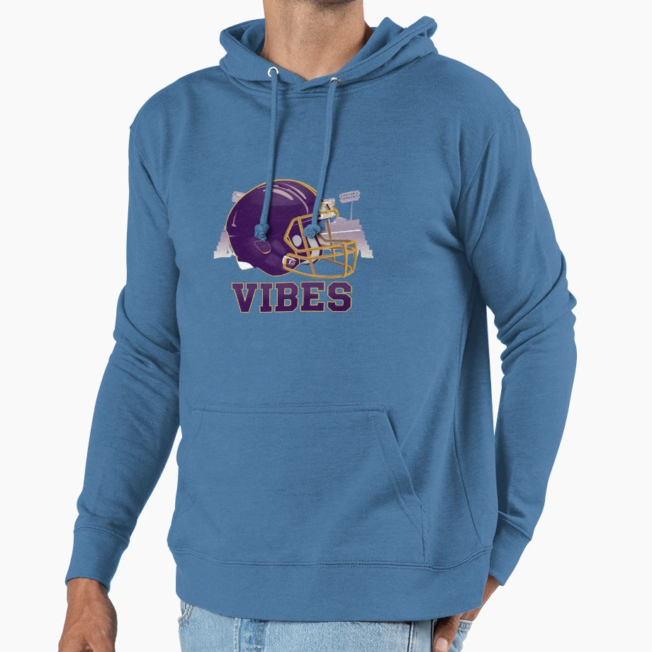 Purple Gold Helmet Game Day Vibes Hoodie - Novelty Apparel Men Women - T-Shirt, Sweatshirt, Hoodie