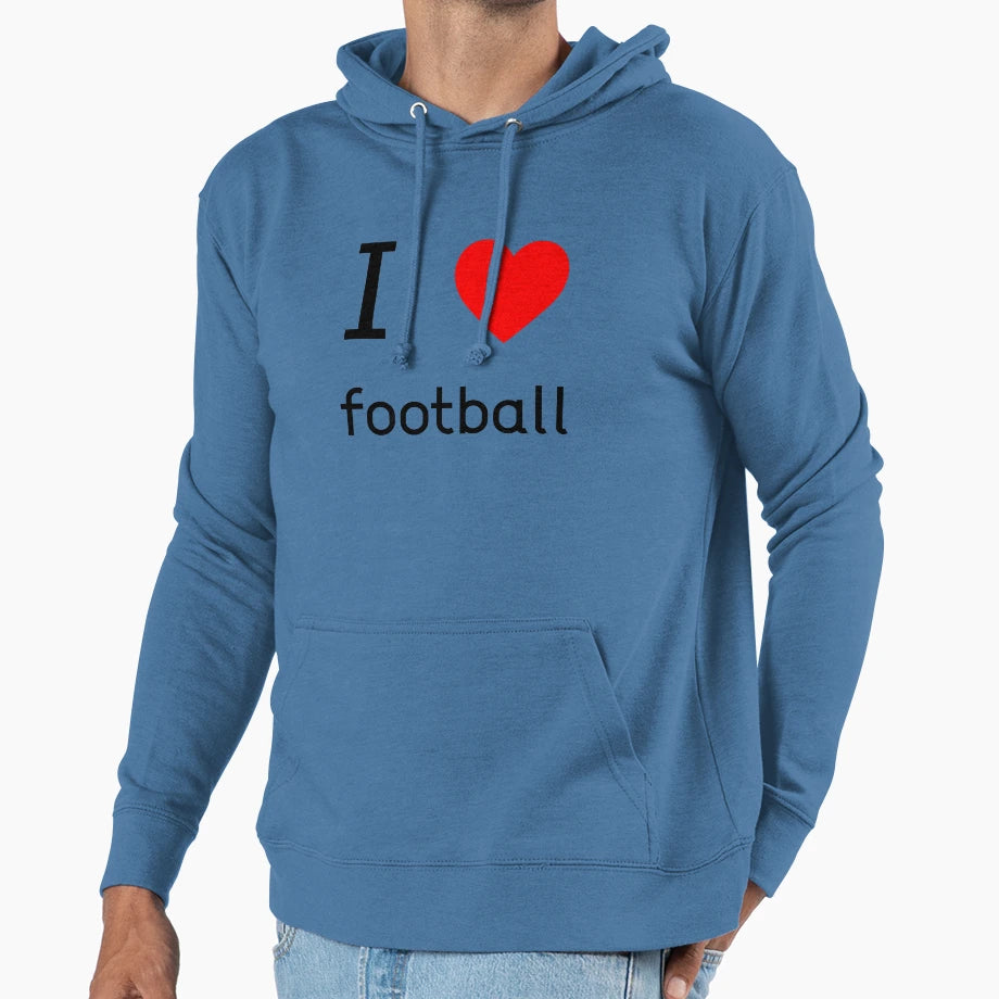 I Heart Football Hoodie - Custom Art Print Men Women - T-Shirt, Sweatshirt, Hoodie