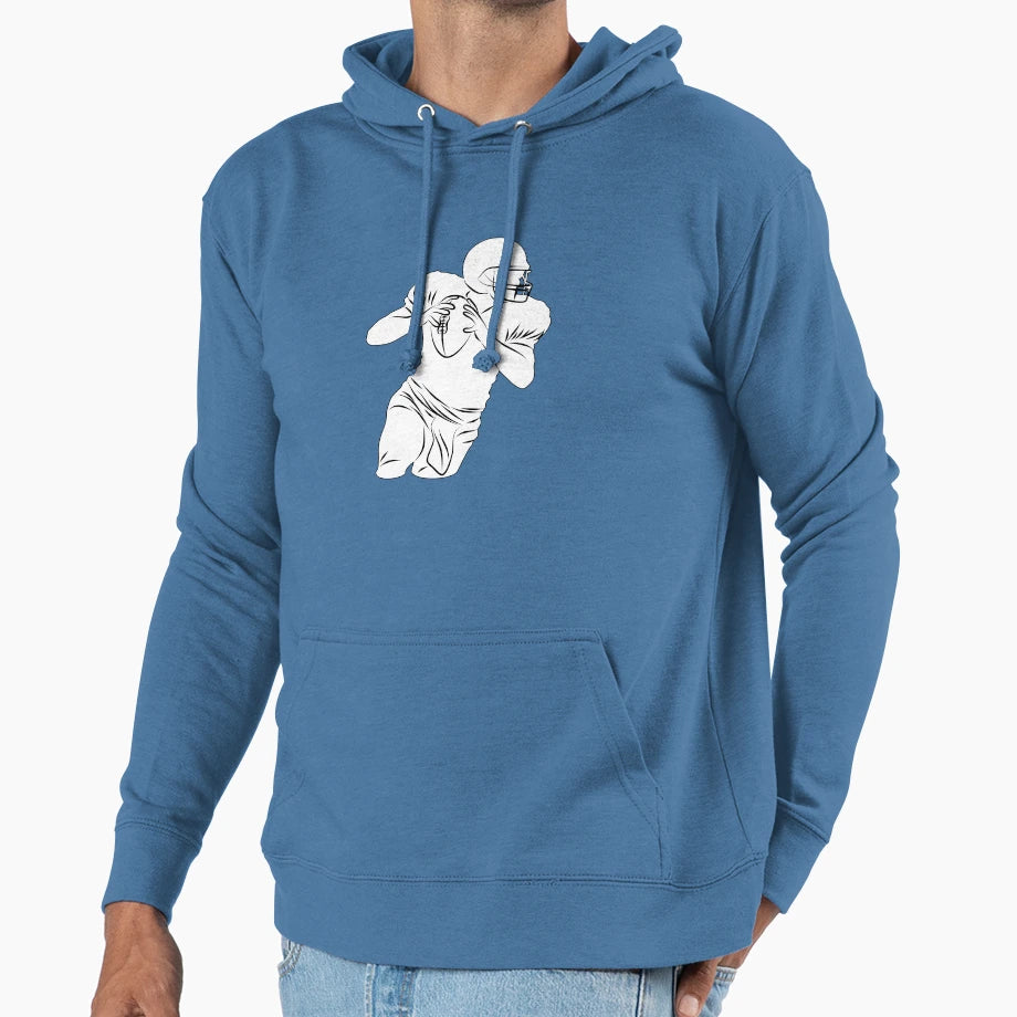 Football Player Hold Football And Side Hoodie - Graphic Print for Adults - T-Shirt, Sweatshirt, Hoodie