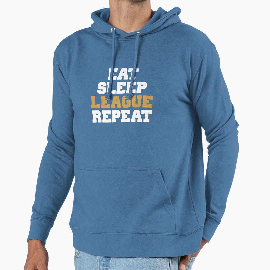 Best Seller Eat Sleep League Repeat Hoodie - Trendy Graphic Unisex - T-Shirt, Sweatshirt, Hoodie
