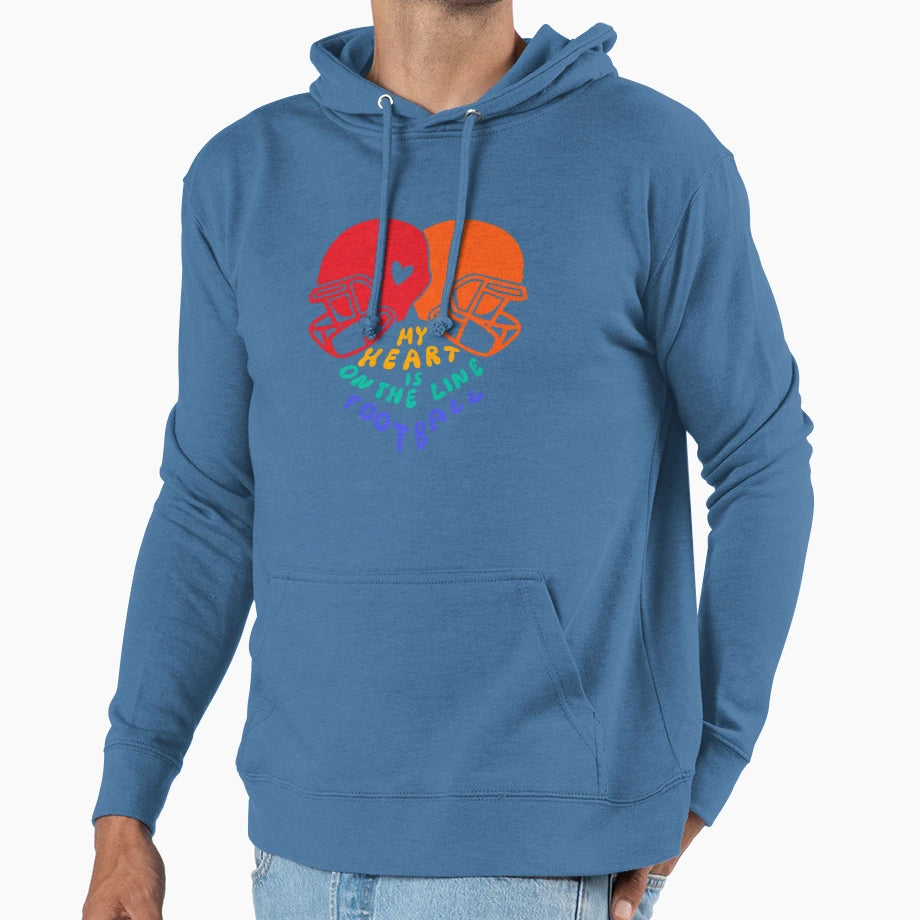My Heart Is Line Football Hoodie - Aesthetic Graphic Men Women - T-Shirt, Sweatshirt, Hoodie