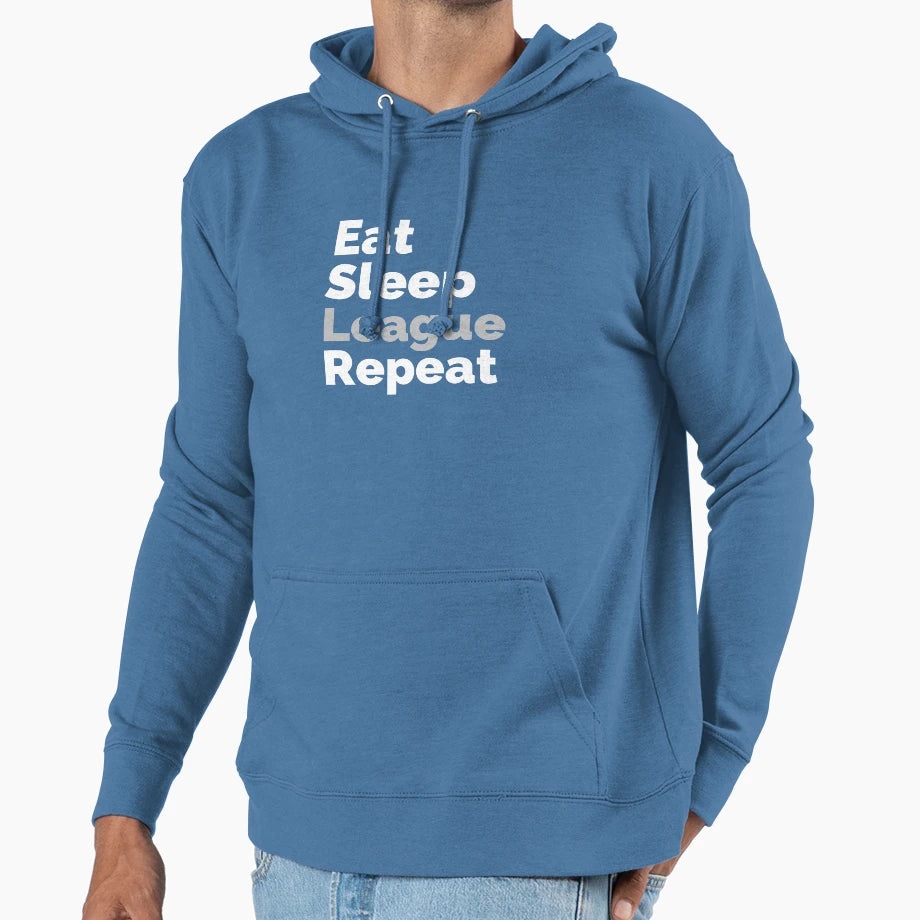Eat Sleep League Repeat Hoodie - Custom Art Print Men Women - T-Shirt, Sweatshirt, Hoodie