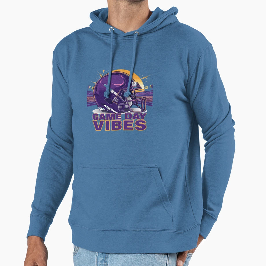Copy Purple Gold Helmet Game Day Vibes Hoodie - Streetwear Style Men Women - T-Shirt, Sweatshirt, Hoodie