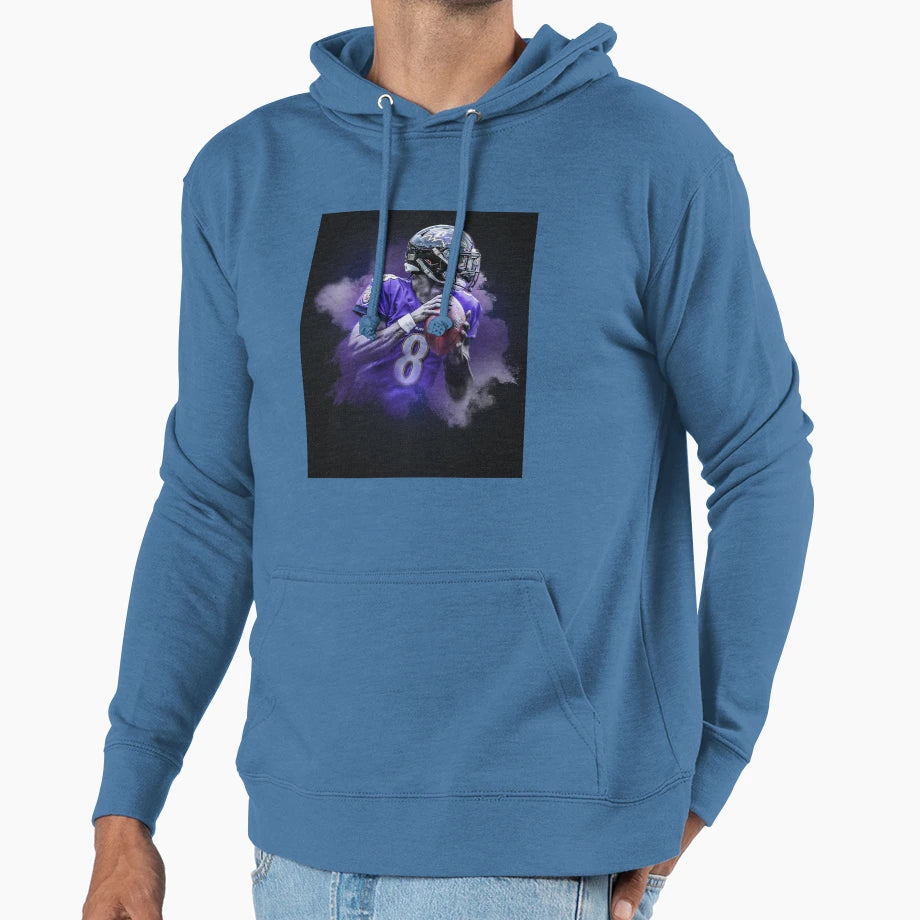 Lamar Baltimore Sports Art Hoodie - Streetwear Style for Adults - T-Shirt, Sweatshirt, Hoodie