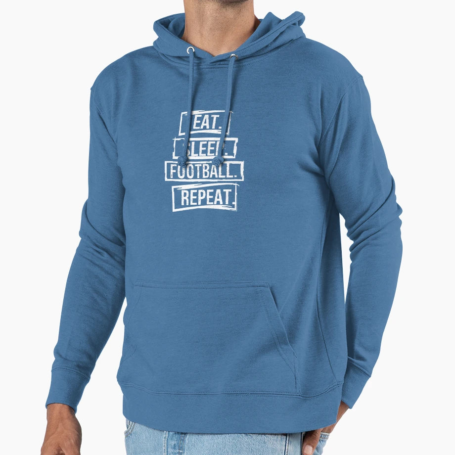 Eat Sleep Football Repeat Ball T-Shirt - Aesthetic Graphic Unisex - T-Shirt, Sweatshirt, Hoodie