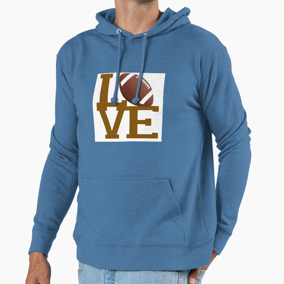 Love Football Hoodie - Graphic Print Unisex - T-Shirt, Sweatshirt, Hoodie