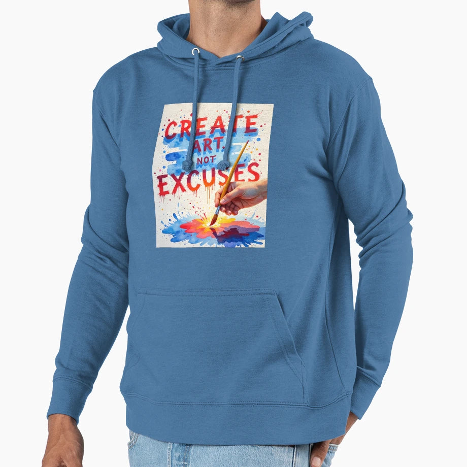 Create Art Not Excuses Hoodie - Casual Everyday Wear Men Women - T-Shirt, Sweatshirt, Hoodie